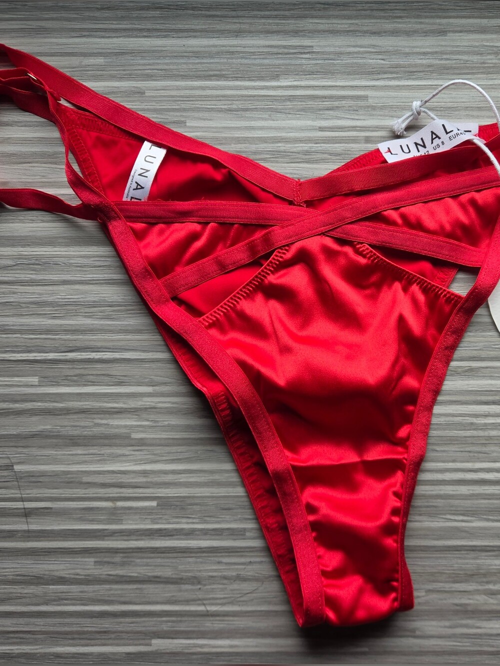 LUNALAE Red Low Waist Cheeky Bottoms NWT
